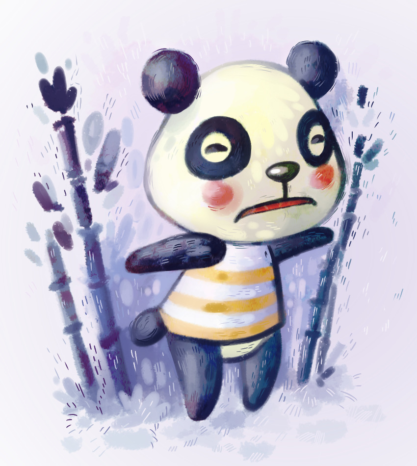 animal_crossing, bamboo, blue_background, chester_(animal_crossing), cub, miguel_crossing, nintendo, tagme