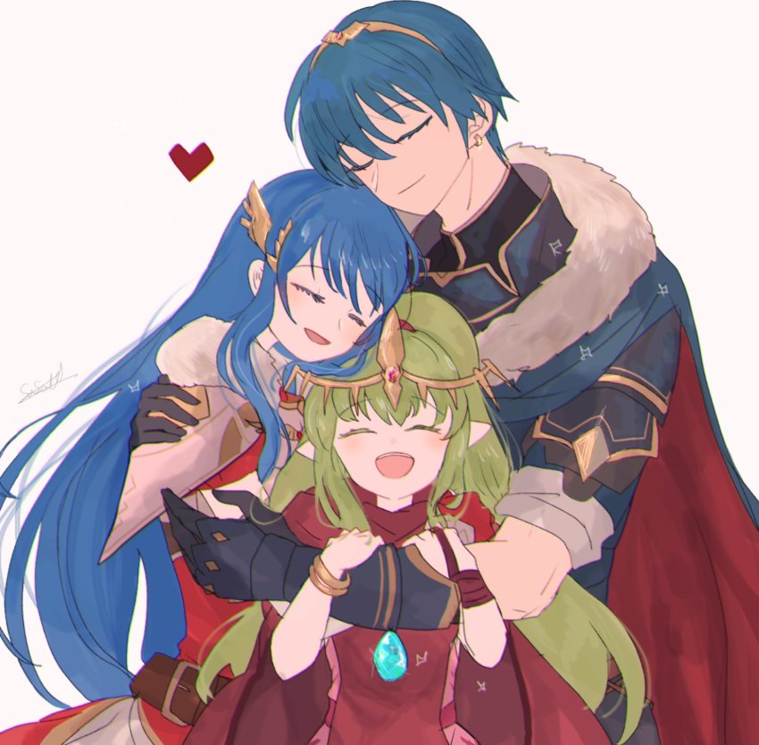 belt, blue_hair, caeda_(beloved_queen)_(fire_emblem), caeda_(fire_emblem), cape, closed_eyes, earrings, fire_emblem