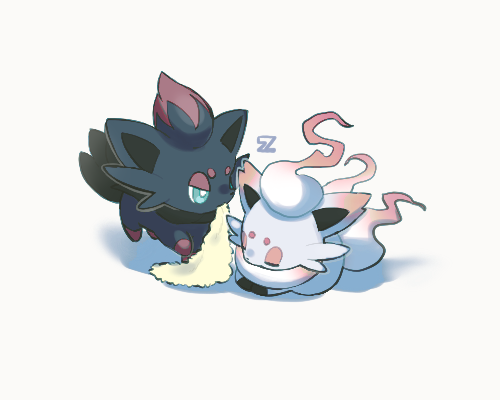 black_fur, blanket, bright_pupils, closed_eyes, commentary_request, gen_5_pokemon, green_eyes, half-closed_eyes