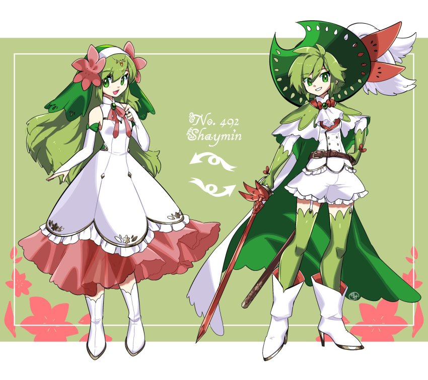 2girls, boots, braid, braided_bun, bridal_gauntlets, commentary_request, dress, elbow_gloves