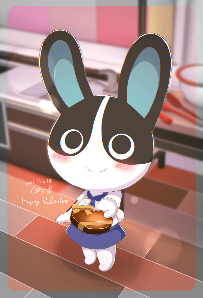 animal_crossing, chef, dotty_(animal_crossing), heart_chocolates, highres, kitchen, nintendo, valentine_chocolate