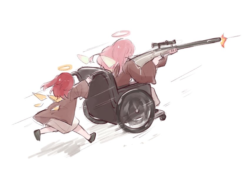 2girls, aged_down, arknights, brown_coat, child, coat, detached_wings, energy_wings