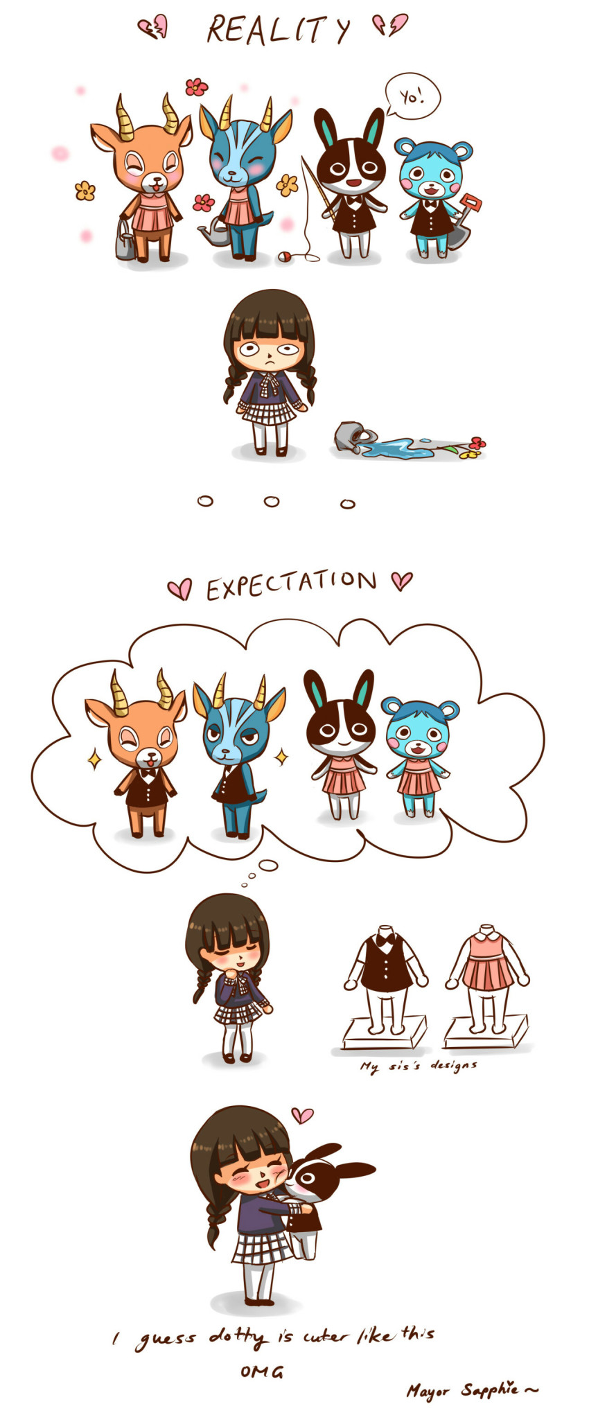absurdres, animal_crossing, beau_(animal_crossing), bruce_(animal_crossing), comic, crossdressing, deer, dotty_(animal_crossing)