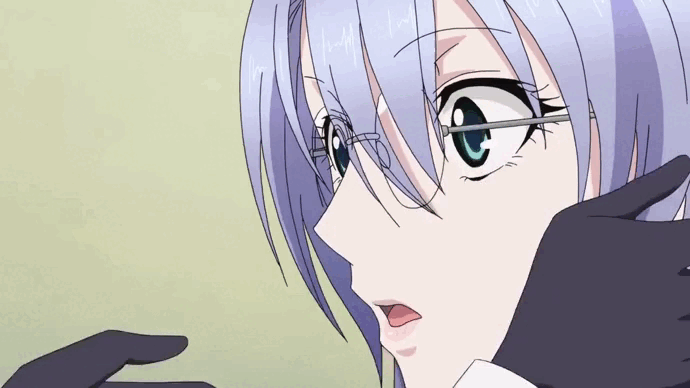 2girls, animated, animated_gif, anime_screenshot, aqua_eyes, black_gloves, choker, dress