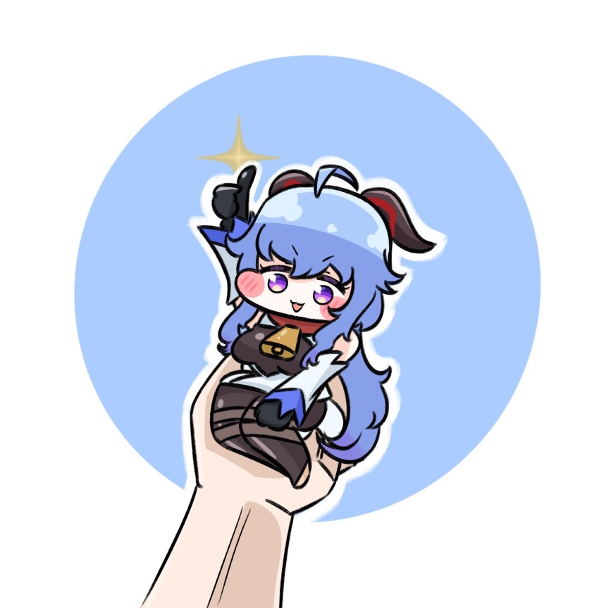 1girl, chijeugotgam, ganyu_(genshin_impact), genshin_impact, highres, solo, tagme, thumbs_up