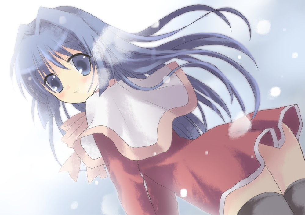 1girl, bad_id, bad_pixiv_id, black_thighhighs, blue_eyes, blue_hair, dutch_angle, female_focus
