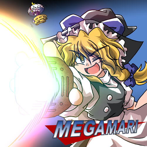 2girls, apron, black_headwear, black_skirt, black_vest, blonde_hair, blue_bow, bow