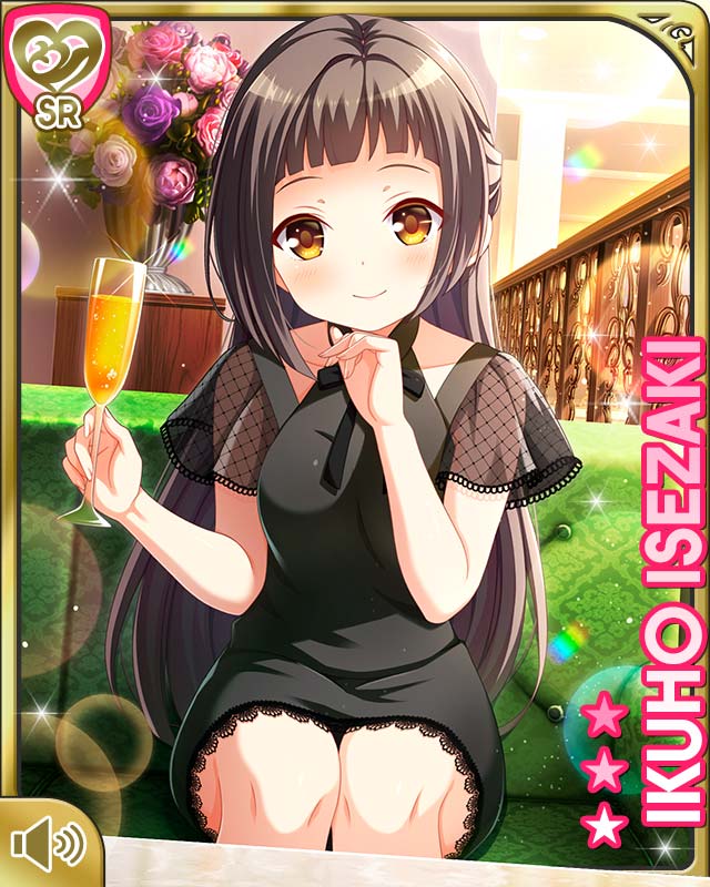 1girl, alternate_hairstyle, black_bow, black_dress, bow, brown_eyes, brown_hair, card_(medium)