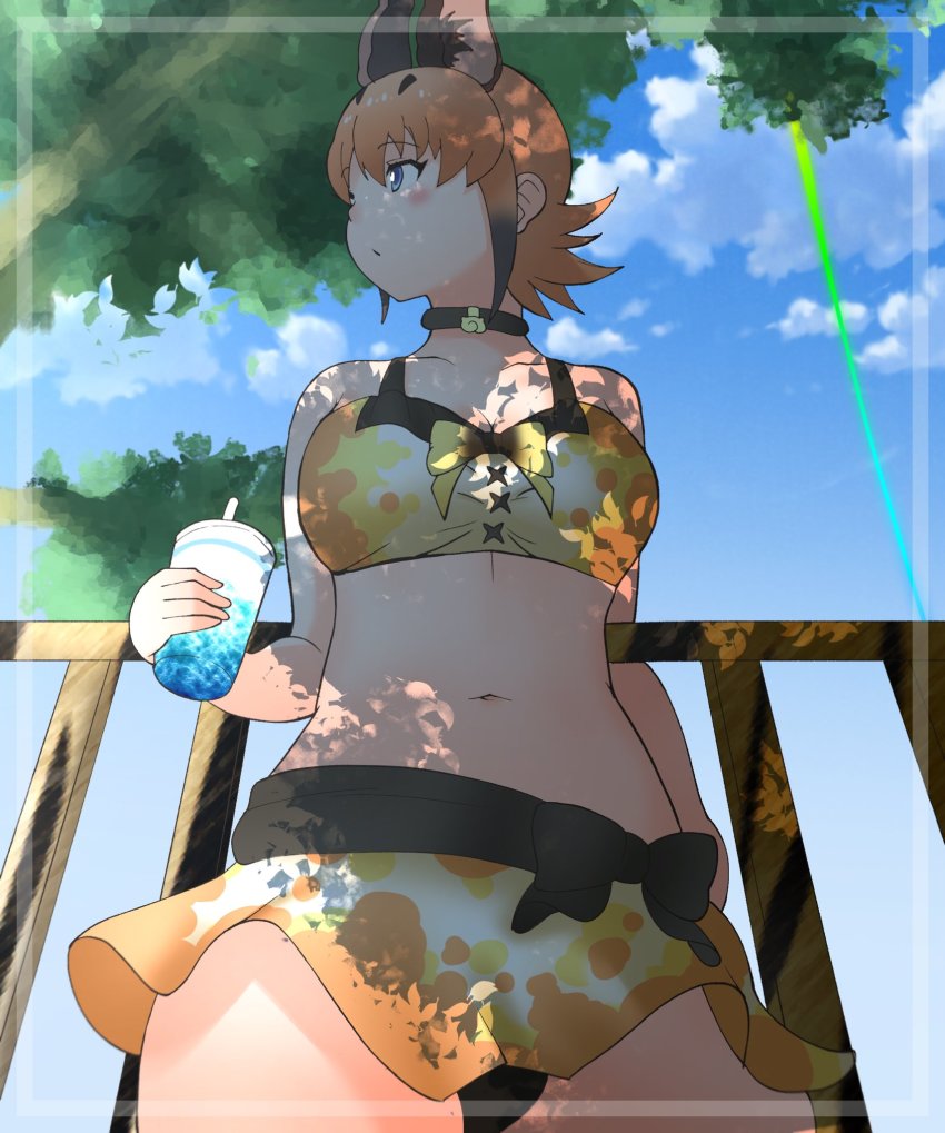 animal_ears, bikini, blue_eyes, caracal_(kemono_friends), cat_girl, cats_yone, highres, kemono_friends