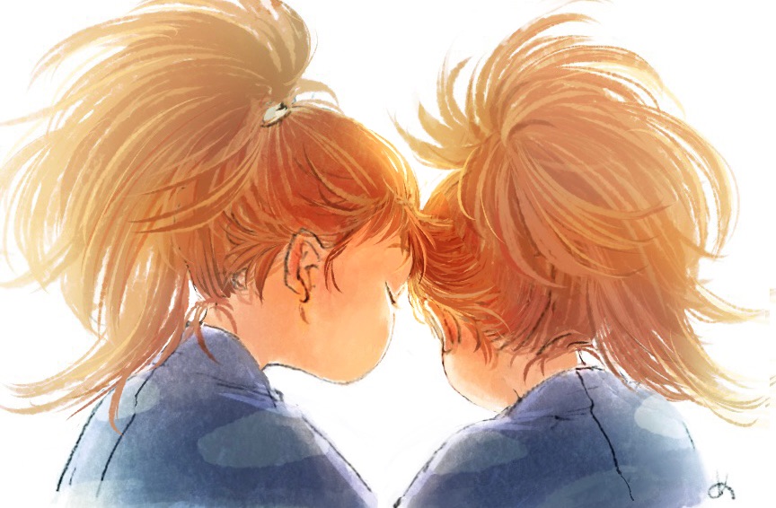 2boys, brown_hair, facing_away, from_behind, fuwa_raizou, hachiya_saburou, japanese_clothes, male_focus