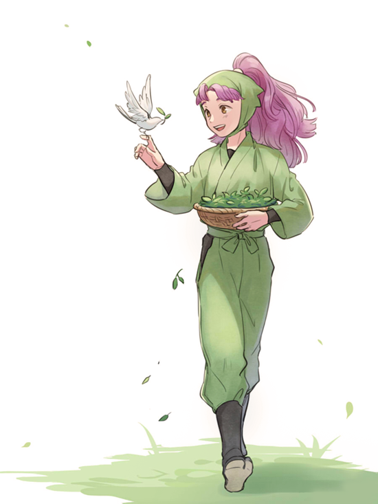 1boy, arm_guards, basket, bird, bird_on_hand, black_boots, boots, full_body