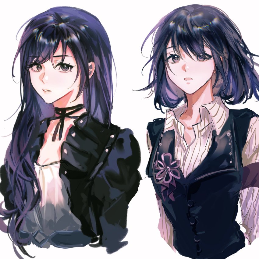 1girl, alternate_hair_length, alternate_hairstyle, belt, black_jacket, black_ribbon, blouse, breasts