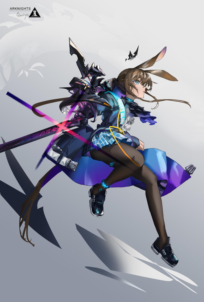 1girl, absurdres, amiya_(arknights), amiya_(guard)_(arknights), animal_ears, anklet, arknights, ascot