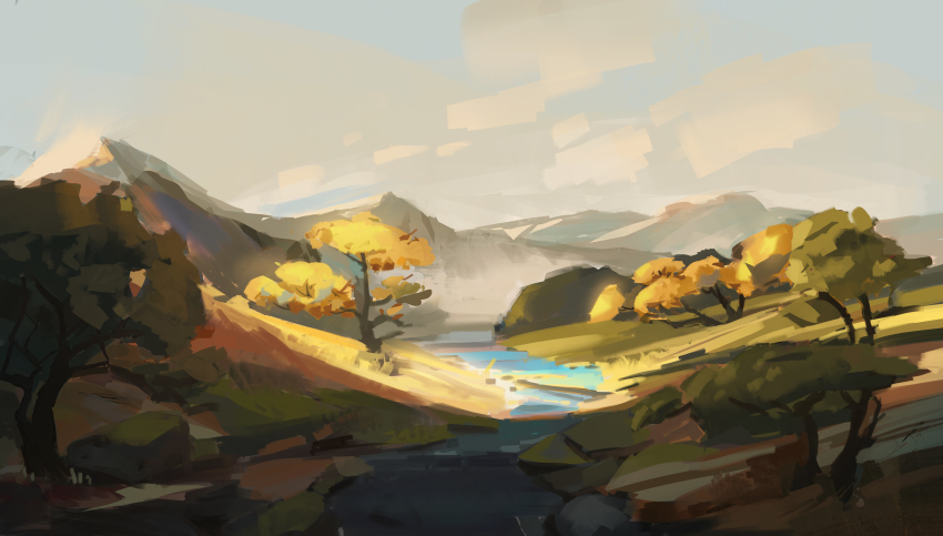 absurdres, bad_id, bad_pixiv_id, cloud, cloudy_sky, commentary_request, grass, highres