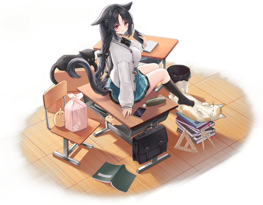 1girl, :3, alic_miao, alternate_costume, animal_ears, azur_lane, bag, basket