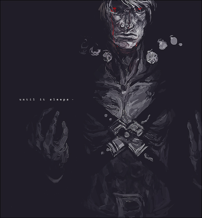 1boy, agnesgd, bad_id, bad_pixiv_id, black_sclera, blood, blood_on_face, bloody_tears