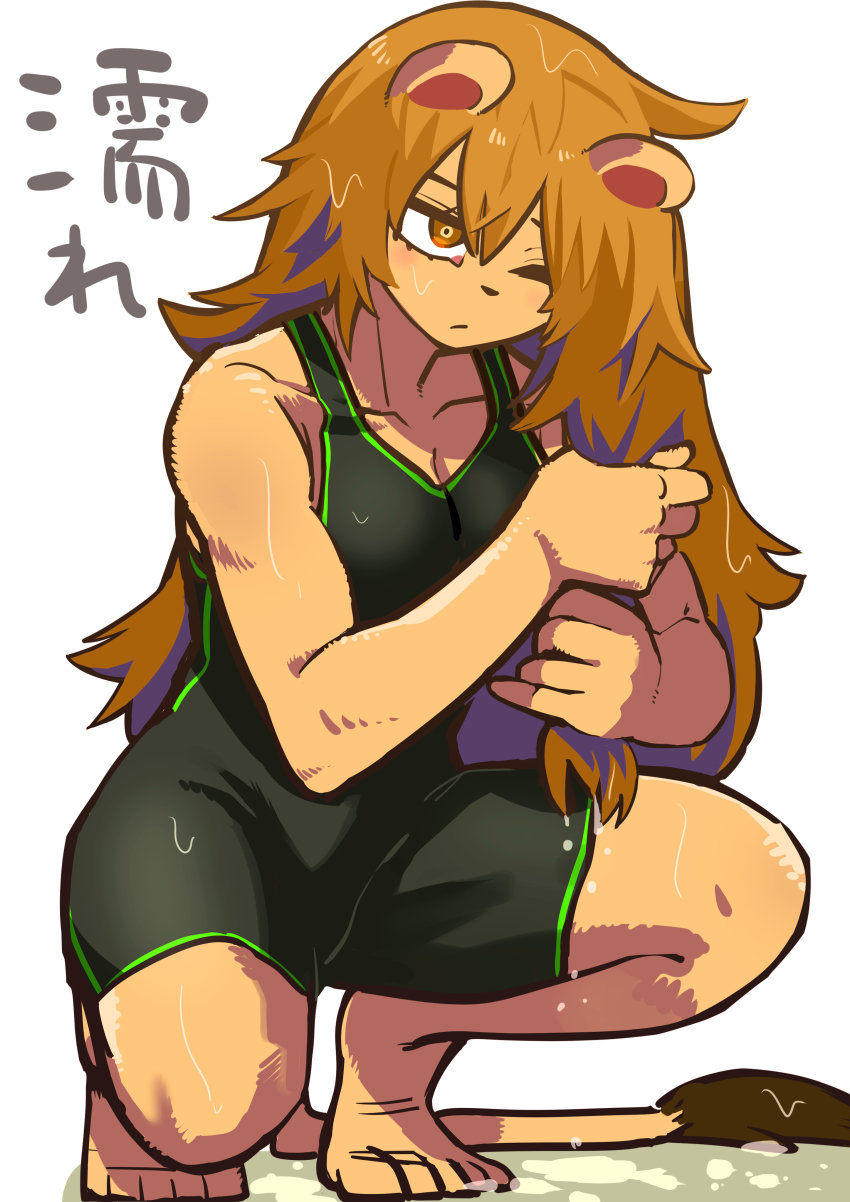 1girl, absurdres, animal_ears, brown_eyes, brown_hair, drying, drying_hair, drying_own_hair