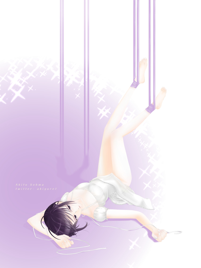 absurdres, akigure1, bound, dress, fruits_basket, highres, legs_up, looking_ahead