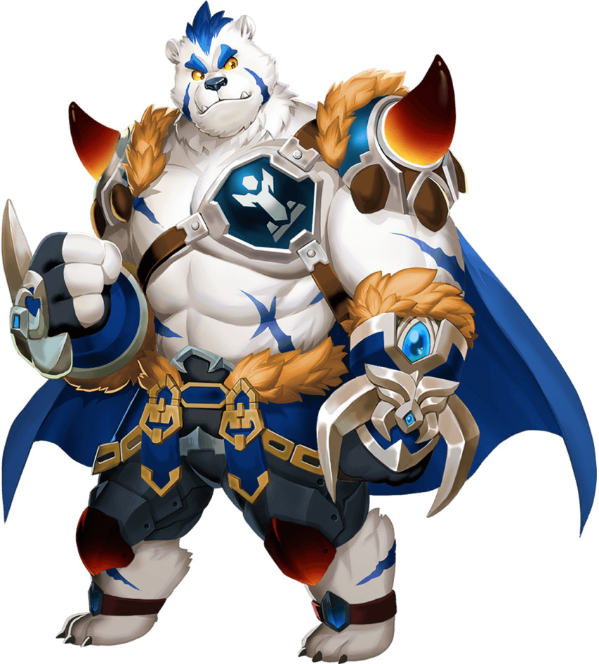 1boy, abs, anklet, armor, bara, bare_pectorals, bear_boy, bernard_(gyee)