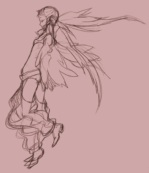 00s, cynthia_lane, lineart, n-tomo, overman_king_gainer, pink_background, short_twintails, twintails