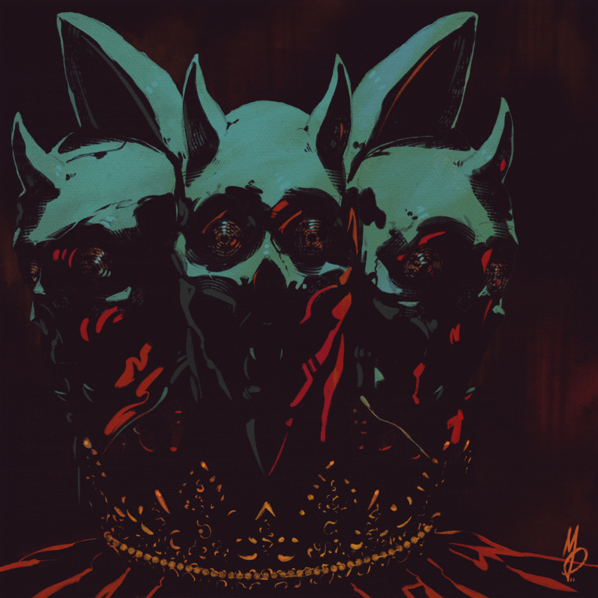 elden_ring, erdtree_burial_watchdog, highres, horns, horror_(theme), looking_at_viewer, max58art, monster