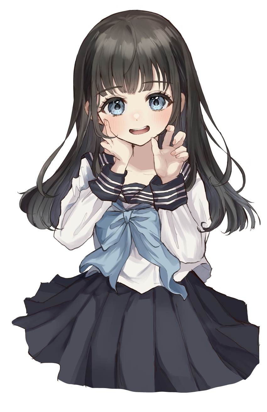 1girl, absurdres, akebi-chan_no_serafuku, akebi_komichi, asatsuyu, black_hair, black_sailor_collar, black_skirt