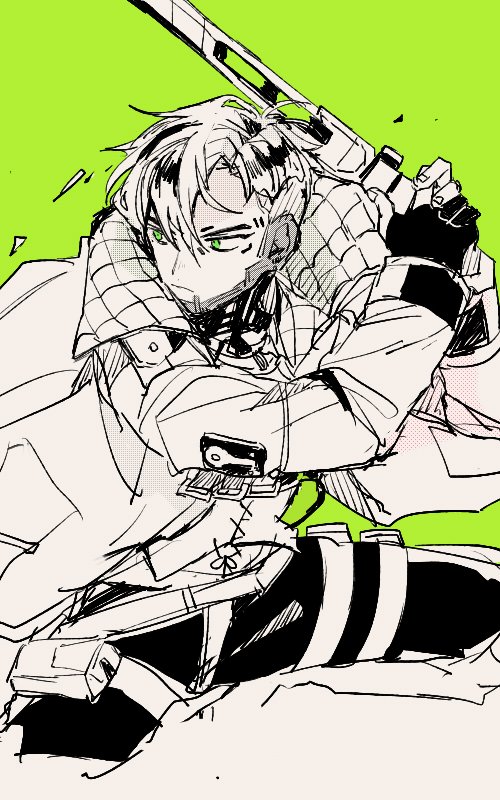 1boy, animification, apex_legends, biwon_blade, crypto_(apex_legends), gloves, green_background, green_eyes