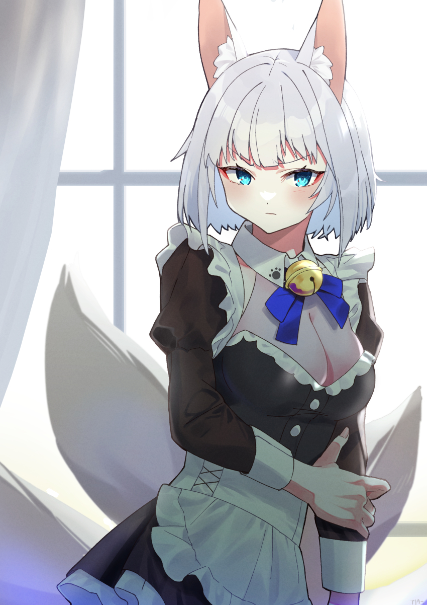 1girl, absurdres, akutaa, alternate_costume, animal_ears, apron, azur_lane, bell