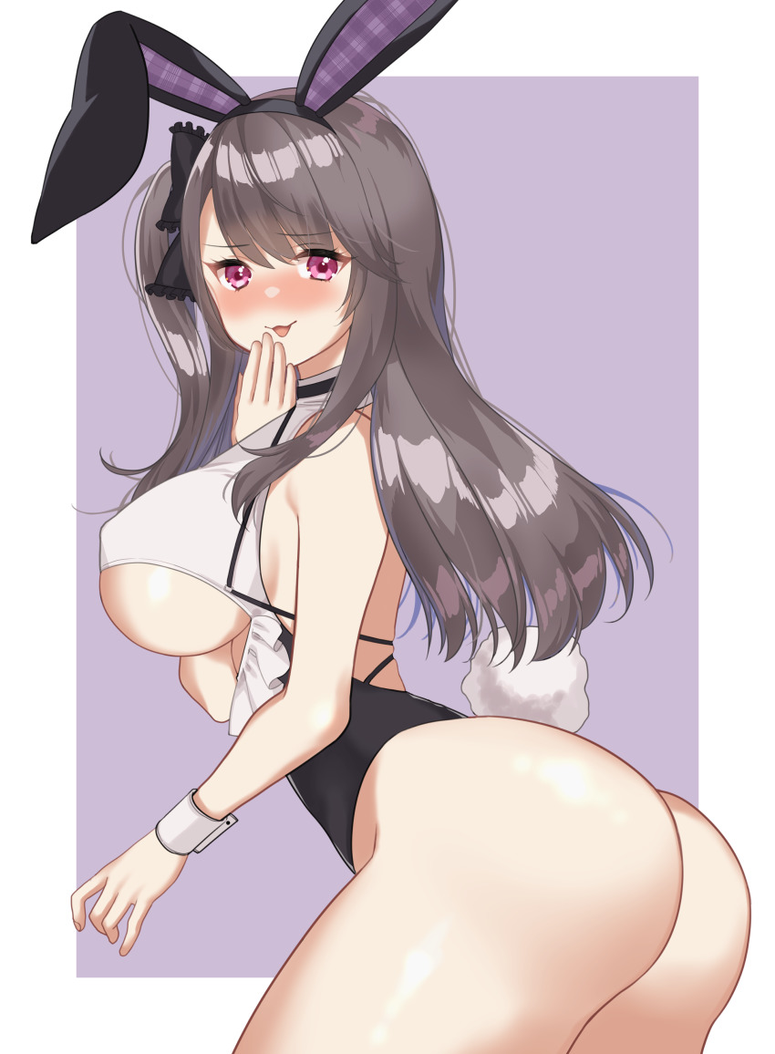 1girl, absurdres, alternate_costume, animal_ears, ass, azur_lane, bare_shoulders, black_hair