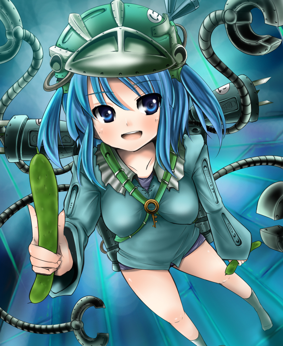 1girl, backpack, bad_id, bad_pixiv_id, bag, blue_eyes, blue_hair, breasts