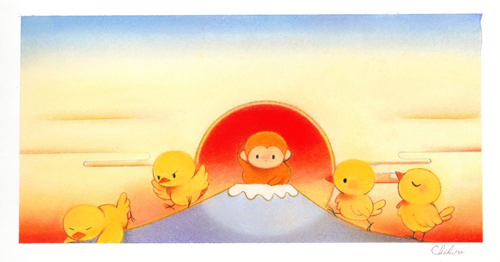 baby_animal, bird, border, buku_(bunnbuk), chick, new_year, no_humans, original