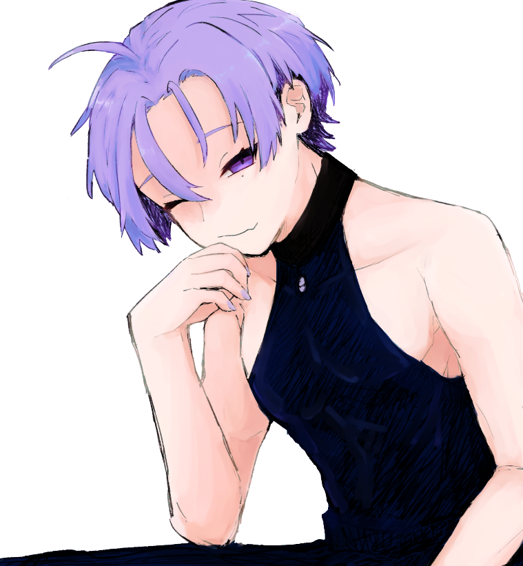 1boy, :3, black_shirt, kuya_(nu_carnival), kuzumochi_m, male_focus, mole, mole_under_eye