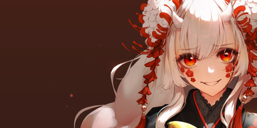 1girl, absurdres, commission, eyes_visible_through_hair, flower, hair_flower, hair_ornament, highres