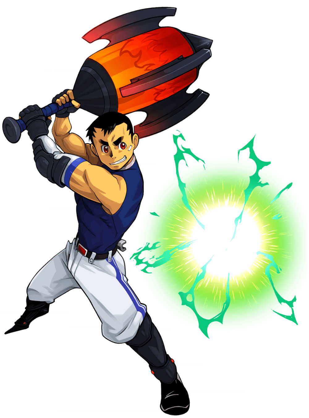 1boy, abs, arm_armor, bara, baseball_bat, bat_(animal), belt, biceps