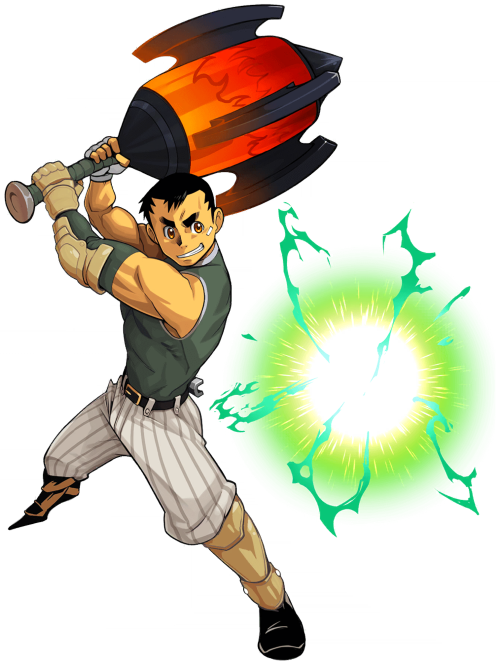 1boy, abs, arm_armor, bara, baseball_bat, bat_(animal), belt, biceps