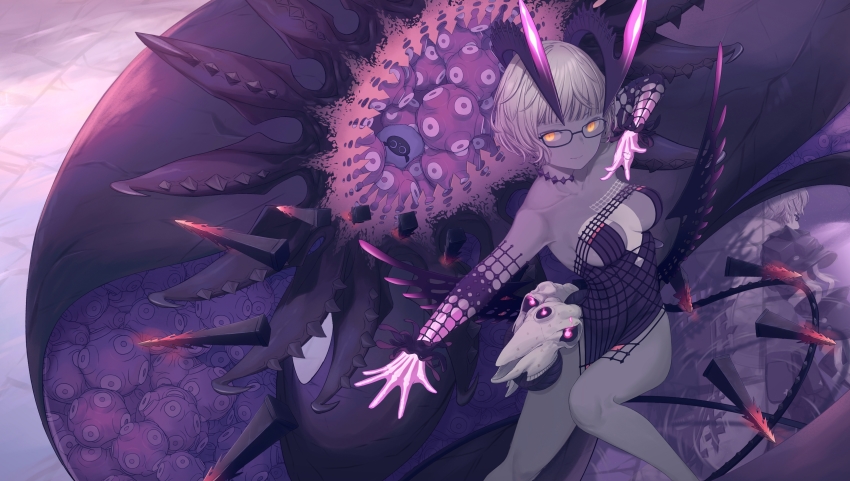 1boy, 1girl, absurdres, breasts, colored_skin, daisi_gi, fate/grand_order, fate_(series)