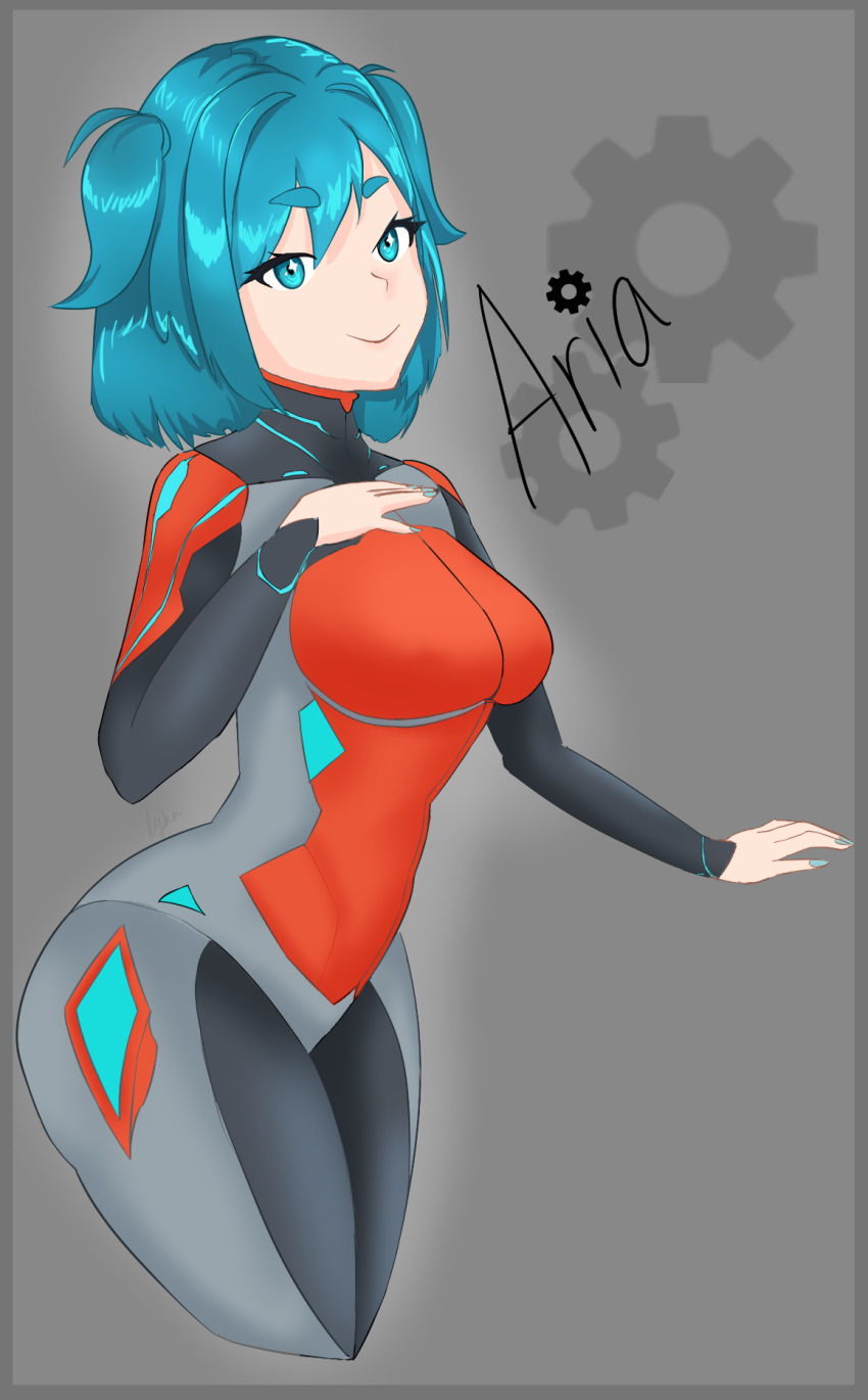 aria_rin, blue_eyes, blue_hair, breasts, highres, indie_virtual_youtuber, lyka_lynx_(artist), mecha_pilot