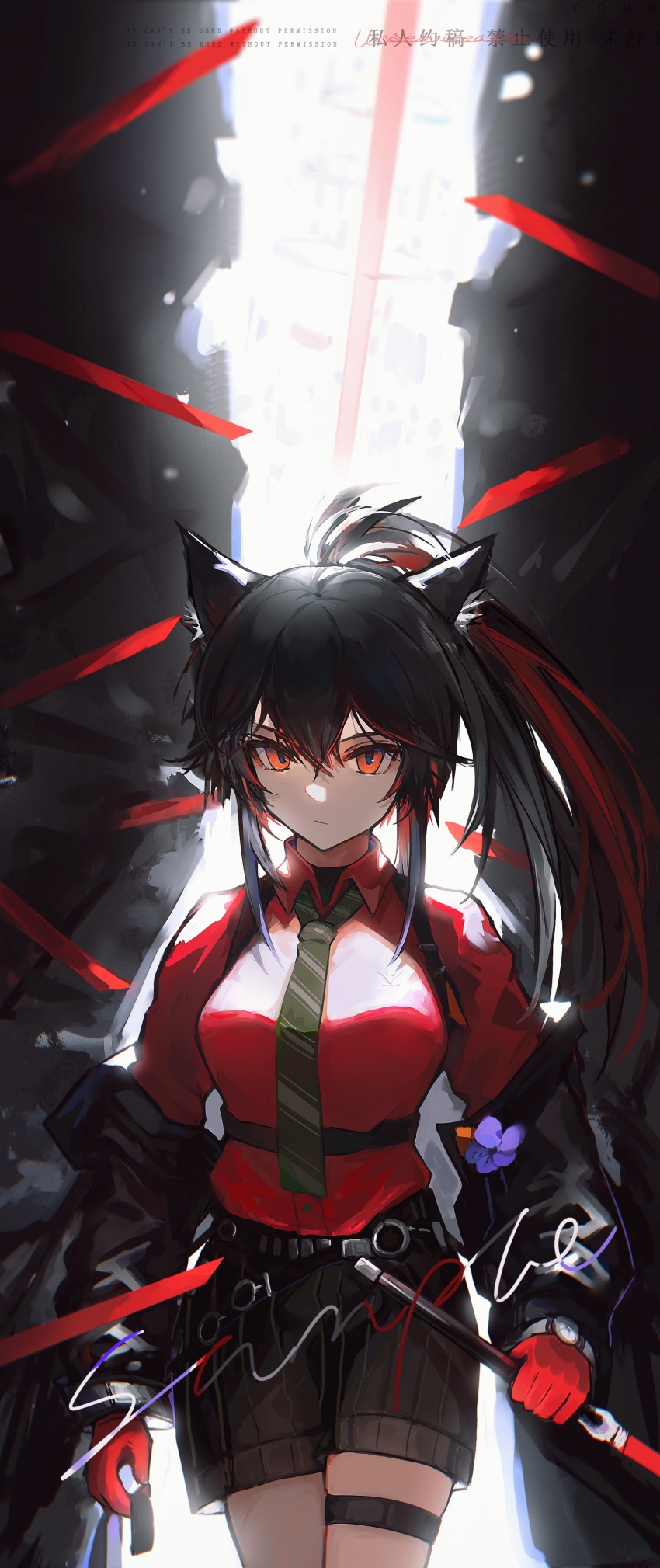 1girl, absurdres, animal_ear_fluff, animal_ears, arknights, backlighting, belt, black_coat