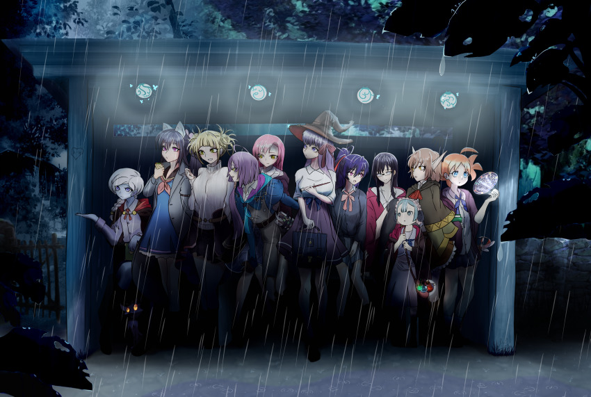 6+girls, absurdres, animal_ears, bb_(fate), black_hair, blonde_hair, blue_hair, boku_no_hero_academia