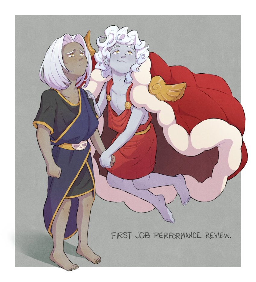 2boys, :3, aged_down, ancient_greek_clothes, barefoot, belt, black_nails, blue_skin