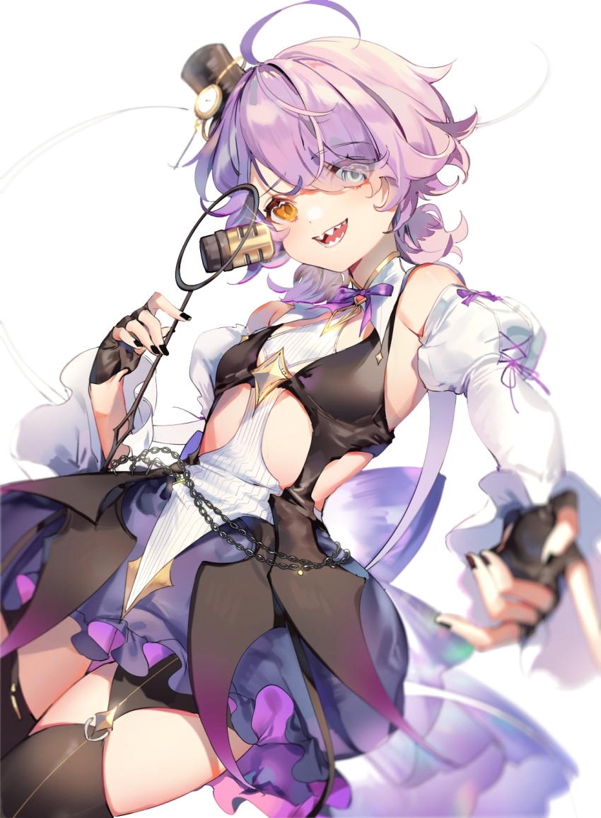 1girl, honkai_gakuen, blue_eyes, dress, hat, heterochromia, highres, honkai_(series)