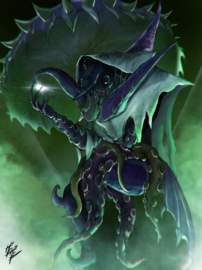 daiouika_deadman, deadmen_(kamen_rider_revice), eldritch_abomination, full_body, giant_squid, gifftex, goat, green_eyes