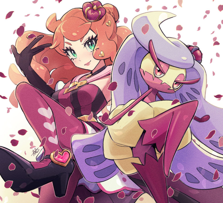 1girl, 3737-3737, alternate_color, black_footwear, blush, brown_gloves, closed_mouth, commentary_request