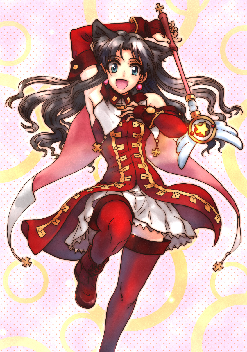 animal_ears, black_hair, blue_eyes, boots, cat_ears, fate/hollow_ataraxia, fate/stay_night, fate_(series)