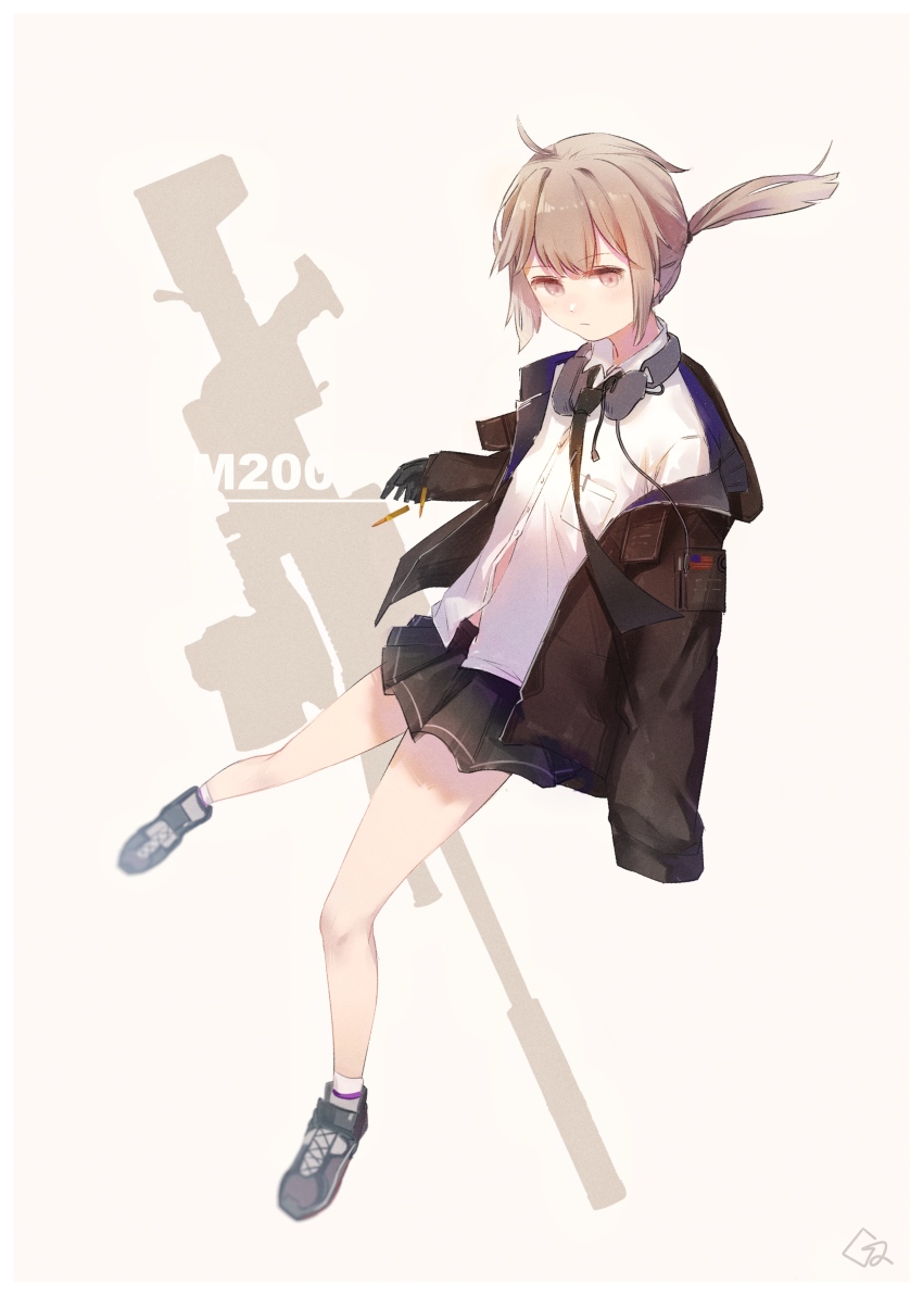 1girl, absurdres, black_gloves, black_skirt, bolt_action, cheytac_m200, crossed_bangs, ganezugarrrrr