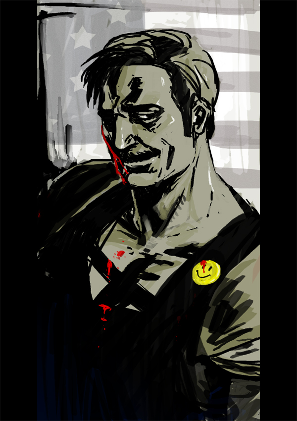 1boy, american_flag, bad_id, bad_pixiv_id, blood, blood_on_face, buttons, dc_comics