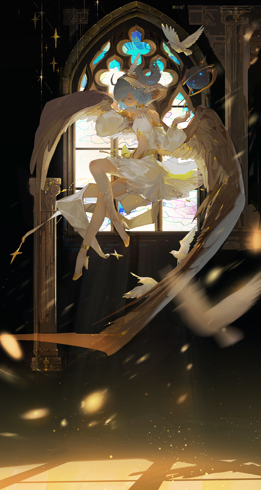 1girl, ahoge, animal, anklet, artist_name, bare_shoulders, bili_girl_33, bilibili