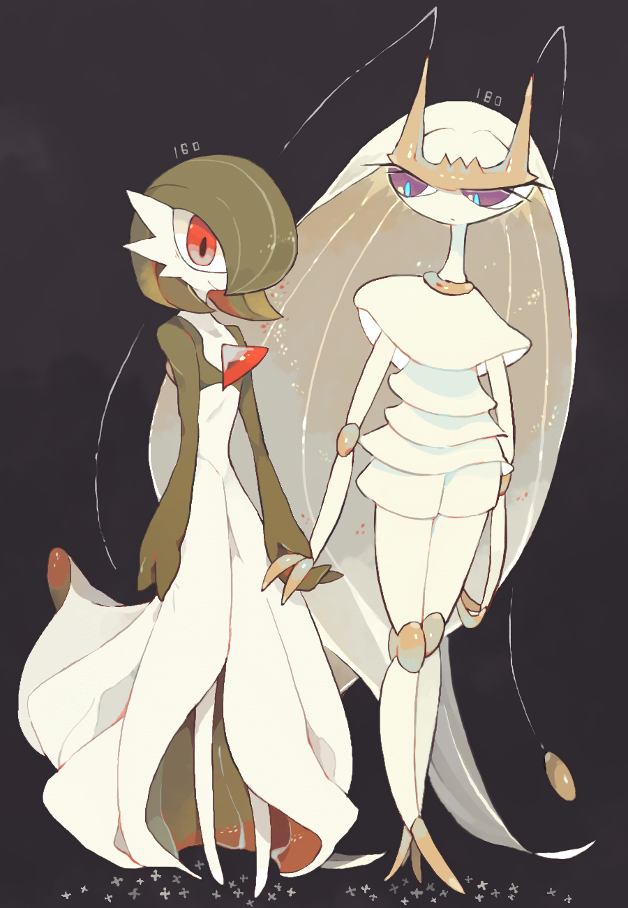 2girls, absurdly_long_hair, akadako, antennae, arthropod_girl, black_background, blue_eyes, bob_cut