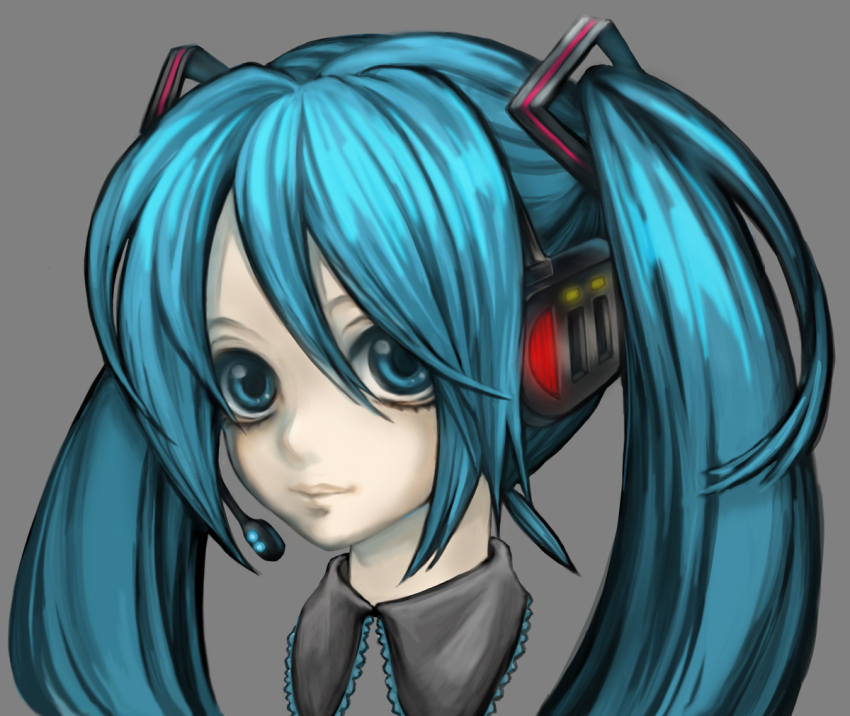 1girl, bad_id, bad_pixiv_id, blue_eyes, blue_hair, female_focus, hatsune_miku, headset