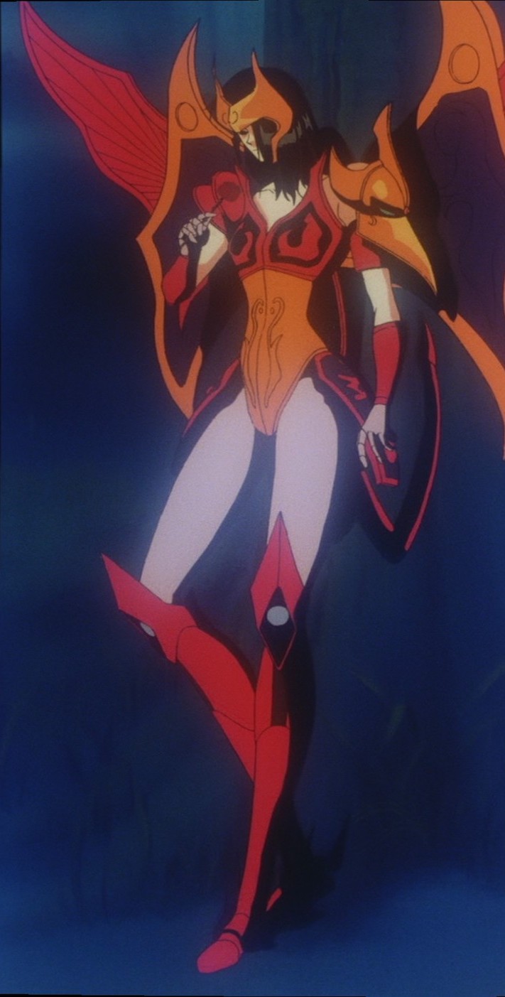 1girl, armor, artstyle, black_hair, character_request, highres, long_hair, retro